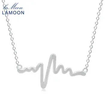 LAMOON 2017 Wiredrawing Elektrokardiogram Bølget Kæde Halskæde 925-Sterling-Sølv S925 Fine Smykker til Kvinder Bryllup LMNY010