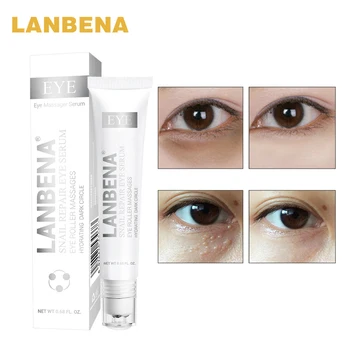 LANBENA Peptid Anti Aging Eye Serum+Sneglen Reparation Eye Cream Anti-Rynke Mørk Cirkel Anti-Hævelser hudpleje Kridtning 2STK