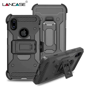 LANCASE Til iPhone X Sag 2 i 1 PC+Silikone Robust Stødsikkert Coque Til iPhone X Phone Case 10 Dække Tynde Bælte Armor Defender