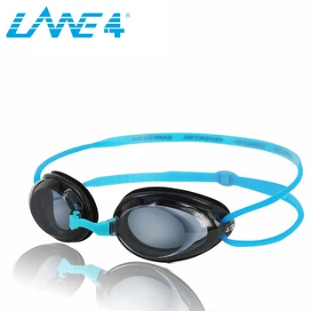 LANE4 Optisk Svømme Goggle Hydrodynamiske Profil Frame Silikone pakninger Anti-fog UV-Beskyttelse til Voksne BLÅ #2195