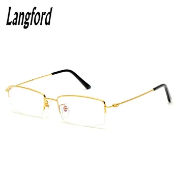 Langford optisk rammer mænd titanium guld brille tynd halv-rammer briller af enkle design almindelig virksomhed recept 8328
