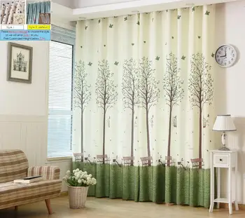 [Langsom Sjæl] Koreansk Soveværelse Windows Skygge CurtainPrinting Træet Tegneserie Gardiner Og Tyl Stof Til Stue Børn