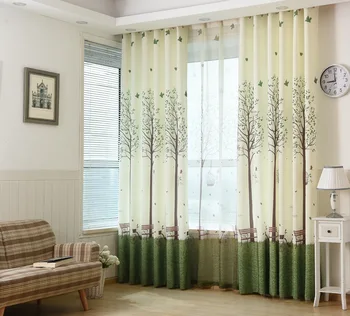 [Langsom Sjæl] Koreansk Soveværelse Windows Skygge CurtainPrinting Træet Tegneserie Gardiner Og Tyl Stof Til Stue Børn