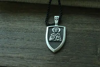 Lanseis 1stk mænd halskæde Saint Saint Nicholas mig Beskytte familien Skjold Beskyttelse på tværs af medaljen vedhæng saint talisman smykker