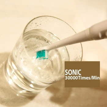 Lansung Genopladelige Sonic Elektrisk Tandbørste Ultralyd Blegning Af Tænder Vibrator Trådløse Mundhygiejne Vaskbart 4 Børste Hoveder