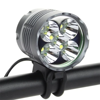 Lanterne XML-5x T6 Cykel Lys Forlygte 7000 Lumen LED Cykel Lys Lampe Forlygte + 8.4 V Oplader + 9600mAh Batteri Pack