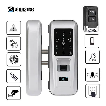 LANXSTAR Glas Door Lock Kontor Keyless Smart Fingeraftryk Lås Touch Tastatur Smart-Kort, Fjernbetjening Intelligent dørlås