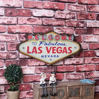 Las Vegas Neon Tegn Dekorative Maleri Metal Plak Bar Væg Udsmykning Maleri Belyst Plade Velkommen Arcade Neon LED-Skilte