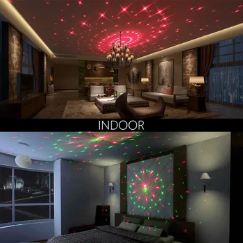 Laser Projektor, Lys Rød&Grøn Bevæger sig stjernehimmel Landskab Lys Jul indendørs Udendørs Dekorationer Have Projektører