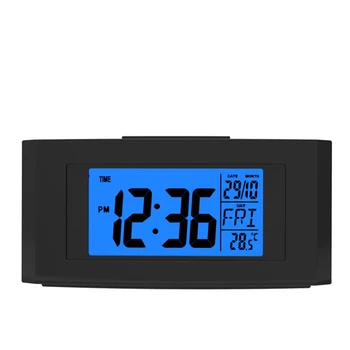 LCD-elektronisk udsender vækkeur med baggrundslys tabel digitale kalendere ur med termometer børn udsæt vækkeur