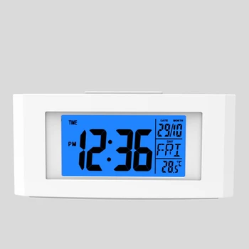 LCD-elektronisk udsender vækkeur med baggrundslys tabel digitale kalendere ur med termometer børn udsæt vækkeur