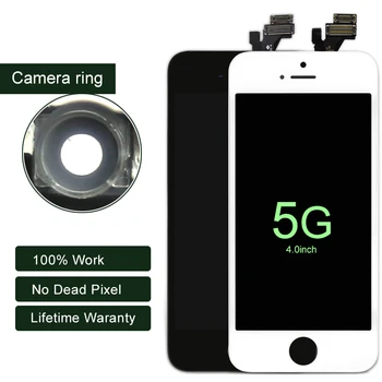 LCD-Skærm Til iPhone 5 5G Med Touch Screen AAA Kvalitet i Visningen Til iphone LCD-Digitizer Assembly Sort&Hvid