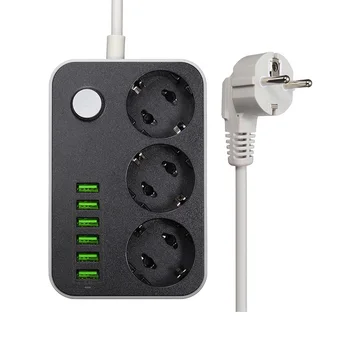 LDNIO Smart USB Strømforsyning Opladning 6 USB-Port, 5V 3.4 EN Oplader Adaptere 3 AC-Strøm, Stikkontakter EU-Plug Udvidelse Socket