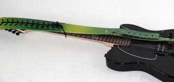 LEATHER GUITAR STRAP elektrisk guitar-rem / guitar-rem / el-bas rem Grøn kan justeres frit!