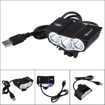 LED Cykel Lys Forreste USB-Genopladelige 10000LM XML 3XT6 LED cykellygter Fakkel Forlygte + 4x18650 Batteri+Oplader