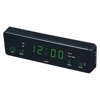 Led-kalender vægur med EU stik Multi - funktion digital led-ur med alarm Hjem Desktop temp ur Hængende glødende Ur