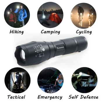 LED lommelygter CREE XM-L2 5000LM Zoomable Lys Lommelygte Torch Lanterna zaklamp 18650 Genopladelige Oplader lampe torche