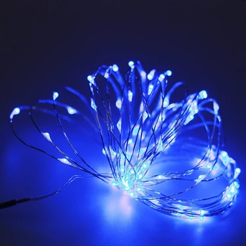 LED String Lys batteridrevne med Fjernbetjening Fleksibel Kobber Sølv Wire 10M 100 lysdioder Vandtæt Udendørs Jul
