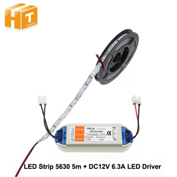LED Strip 5630 12V 60 LED/m Varm Hvid / Hvid / Kold Hvid 5M Hjem Dekoration Lamper + DC12V 6.3 EN Driver