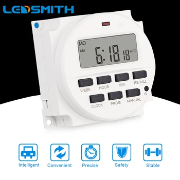 LEDSMITH AC 220/110V DC 12V Digitalt LCD-Display, Smart Power Timer 7 Dage Programmerbar Timer Switch Indbygget Genopladeligt Batteri