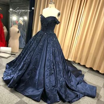 Leeymon 2018 Brudekjole Pynt Beaded Vintage Satin Bolden Kjole Lace Up Wedding Gown Dress Gulv-Længde Ægte Billeder