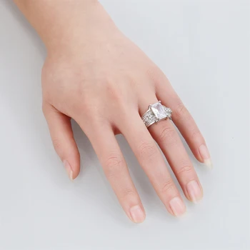 Legenstar Luksus Sølv Farve Zircon Ringe Banet AAA Østrigske CZ Bryllup Engagement Ringe, Smykker til Kvinder 2018 Ny