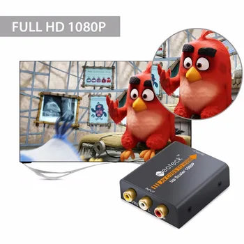 Legering 1080P 3RCA CVBS AV Komposit TIL HDMI Converter til TV, PC, PS3 STB Xbox VHS VIDEOBÅNDOPTAGER NTSC 720P/1080P AV-til-HDMI-Adapter Scaler
