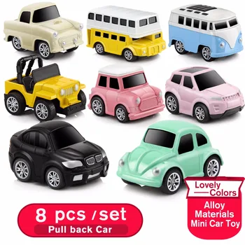 Legering Bil Toy 8stk/sæt Trække sig Tilbage Diecasts legetøjsbiler Lille Model Mini Bil Legetøj til Drenge Brinquedos Fødselsdag Gave