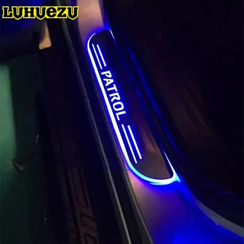 LEHUEZU LED Blå Bil, der Flyder Streamer Dør Karmen Scuff Plate For Nissan Patrol Y62 Armada Tilbehør 2016 2017