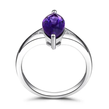 Leige Smykker Natural Amethyst Ring Marquise Cut Engagement Jubilæum Ringe til Kvinder Sterling Sølv 925 Gemstone Smykker