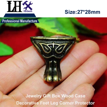 LHX P0YP87 4stk/masse Klo-form Zink Legering Striber Smykker gaveæske i Træ Tilfælde, Møbler og Dekorative Fødder Ben Hjørne Protector