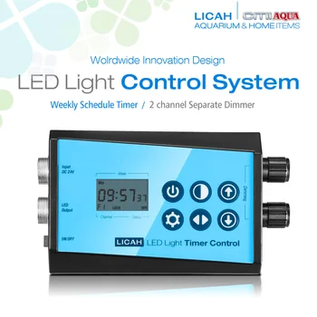 LICAH Akvarium LED Kontrol System / Ugentlige Timer / 2-Kanals Lysdæmper