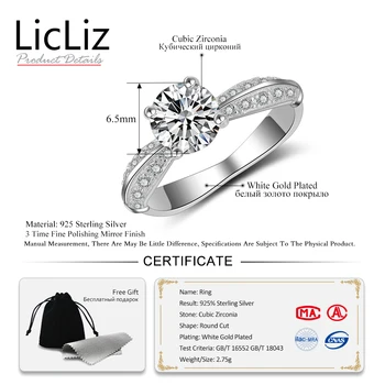 LicLiz 925 Sterling Sølv CZ Kabale Engagement Ringe Bryllup Band Til Kvinder Micro Bane Cubic Zirconia Evigheden Ringe LR0461