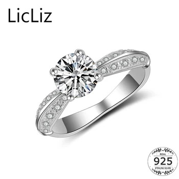 LicLiz 925 Sterling Sølv CZ Kabale Engagement Ringe Bryllup Band Til Kvinder Micro Bane Cubic Zirconia Evigheden Ringe LR0461