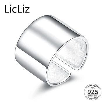 LicLiz 925 Sterling Sølv Justerbare Ringe Til Kvinder Store Brede Bånd Ringe Fingre Mænd Almindeligt Åbne Ringen Ring Party 2017 LR0329