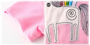 Lidt maven børn 2018 sommer piger, tøj, kort ærme lyserød rainbow t-shirt i Bomuld, mærke hesten print tee toppe 50972