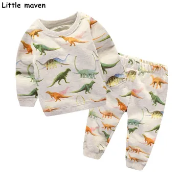 Lidt maven børns sæt 2017 ny efteråret drenge Bomuld, mærke langærmet dinosaur print t-shirt + bukser8