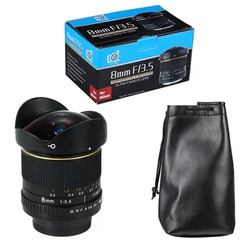 Lightdow 8mm F/3.5 Ultra Vidvinkel Fiskeøje Objektiv til Nikon DSLR Kamera D3100 D3200 D5200 D5500 D7000 D7200 D800 D700 D90 D7100