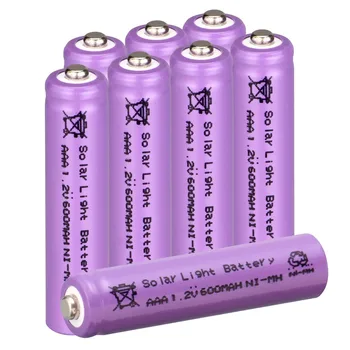 Lilla farve til 8 stk AAA sol batteri Solar Light Batteri Genopladeligt batteri 1,2 V 600mAh For at Have Lys
