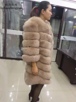 Linhaoshengyue 90CM længere afsnit af naturlige ægte ræv pels,pels naturligt ægte pels,