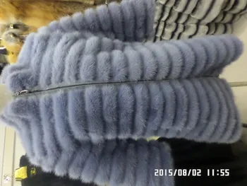 Linhaoshengyue Blå blå sort natural mink pels