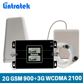 Lintratek LCD-Skærm, Dual Band Trådløse Signal Repeater 2G GSM 900/3G-WCDMA UMTS 2100MHz Mobiltelefon Signal Forstærker Booster Sæt
