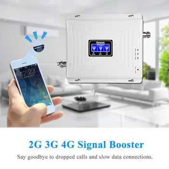 Lintratek LCD-Tri-Band Signal Booster-2G-3G-GSM-UMTS-900MHz 2100MHz 4G LTE 1800MHz Mobil-Mobiltelefon Signal Forstærker Repeater*
