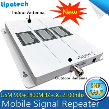 Lintratek Tri-Band GSM 900 WCDMA 2100 LTE 1800 2G 3G 4G Signal Booster 70dB Mobiltelefon Trådløse GSM Signal Repeater 4G Forstærker