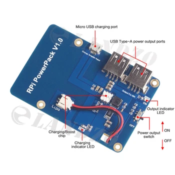 Lithium Battery Pack udvidelseskort Strømforsyning med Kontakten til Raspberry Pi 3,2 Model B,1 Model B+ Banan Pi