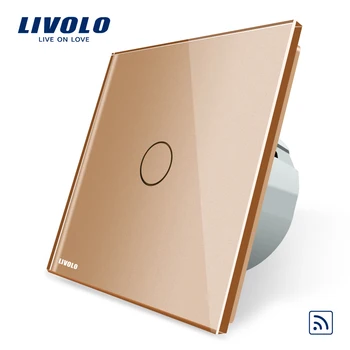 Livolo EU-Standard for væglampe Remote Touch Skifte,1gang 1way ,Glas Panel, AC 220~250V ,VL-C701R-1/2/3/5, Ingen fjernbetjening
