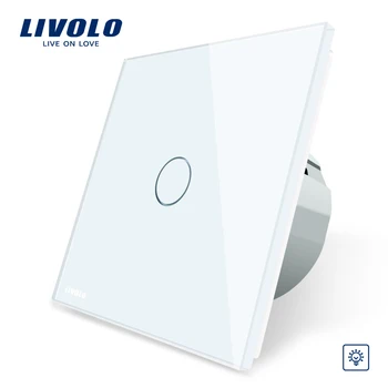 Livolo EU-Standard Lysdæmper kontakt på Væggen,AC 220~250V, Krystal Glas Panel, 1 Gang 1 Måde Lysdæmper,VL-C701D-1/2/3/5