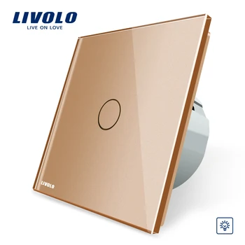 Livolo EU-Standard Lysdæmper kontakt på Væggen,AC 220~250V, Krystal Glas Panel, 1 Gang 1 Måde Lysdæmper,VL-C701D-1/2/3/5