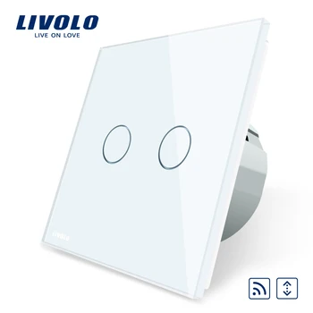 Livolo EU-Standard Touch led fjern gardiner Skifte, AC 220~250V Hvid Krystal Glas Panel, C702WR-1/2/3/5,Ingen fjernbetjening