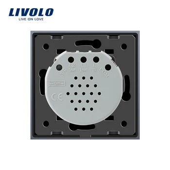 Livolo EU-Standard Tryk-Switch, 2 Gang 2-Vejs Kontrol, 3 Farve Krystal Glas Panel,Wall Light Switch,220-250V,C702S-1/2/3/5